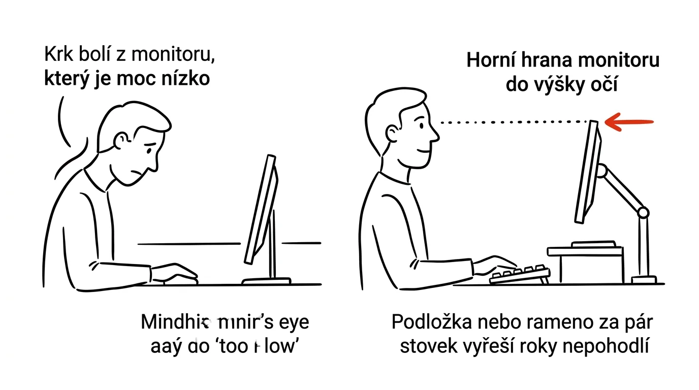 Ilustrace k článku: Horní hrana monitoru do výšky očí